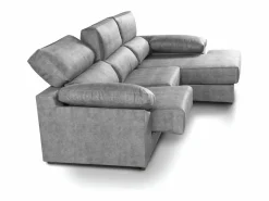 Cambia tus muebles Sofá Relax * Sofá Chaise Longue izquierdo de 100x283x167 con arcón y patas metálicas oscuro Monti Gris