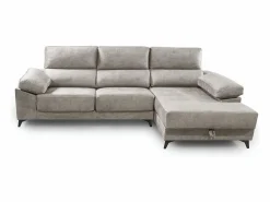 Cambia tus muebles Sofá Relax | Sofá Chaise Longue izquierdo de 101x293x167 cm con arcón integrado color claro Vis