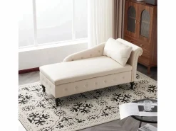 Merax Diván Cama | Sofá chaise longue para salón - 144 x 62 x 69 cm - con almacenamiento + cojines + reposabrazos derecho - terciopelo -