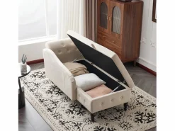 Merax Diván Cama | Sofá chaise longue para salón - 144 x 62 x 69 cm - con almacenamiento + cojines + reposabrazos derecho - terciopelo -