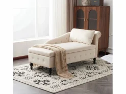 Merax Diván Cama | Sofá chaise longue para salón - 144 x 62 x 69 cm - con almacenamiento + cojines + reposabrazos derecho - terciopelo -