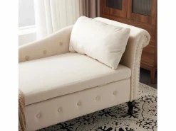 Merax Diván Cama | Sofá chaise longue para salón - 144 x 62 x 69 cm - con almacenamiento + cojines + reposabrazos derecho - terciopelo -