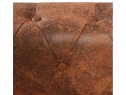 Sofá Chesterfield de esquina 5 plazas de cuero artificial marrón < Clicnbuy Outlet