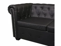 Clicnbuy Sofás Chesterfield|Sofás De Piel Sintética | Sofá Chesterfield de esquina 5 plazas de cuero artificial