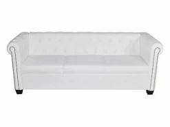 Clicnbuy Sofás Chesterfield|Sofás De Piel Sintética * Sofá Chesterfield de 3 plazas cuero sintético Blanco