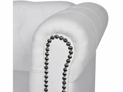 Clicnbuy Sofás Chesterfield|Sofás De Piel Sintética * Sofá Chesterfield de 3 plazas cuero sintético Blanco