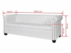 Clicnbuy Sofás Chesterfield|Sofás De Piel Sintética * Sofá Chesterfield de 3 plazas cuero sintético Blanco