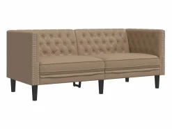 Clicnbuy Sofás Chesterfield|Sofás De Piel Sintética | Sofá Chesterfield de 2 plazas cuero artificial marrón capuchino