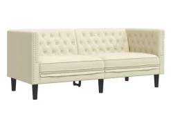 Clicnbuy Sofás Chesterfield|Sofás De Piel Sintética * Sofá Chesterfield de 2 plazas cuero artificial blanco Crema