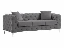 Sofá Chesterfield de 3 plazas de terciopelo antracita y patas de metal EDWINA < Vente-unique Clearance