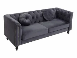 Sofá chesterfield de 3 plazas de terciopelo antracita TURNER < Vente-unique Best