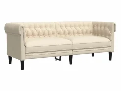 Sofá Chesterfield de 3 plazas lino < vidaxl Clearance