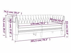 Sofá Chesterfield de 3 plazas lino < vidaxl Clearance