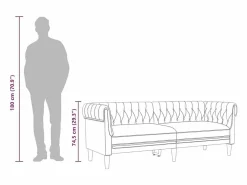 Sofá Chesterfield de 3 plazas lino < vidaxl Clearance