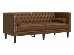 Sofá Chesterfield de 2 plazas piel de ante sintético marrón < Clicnbuy Hot