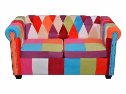 vidaxl Sofás Chesterfield * Sofá Chesterfield de 2 plazas tela Multicolor