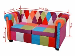 vidaxl Sofás Chesterfield * Sofá Chesterfield de 2 plazas tela Multicolor