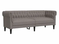 Sofá Chesterfield de 3 plazas tela gris taupe < Clicnbuy Clearance