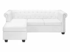 Clicnbuy Sofás Chesterfield|Sofás De Piel Sintética | Sofá Chesterfield en forma de L cuero sintético