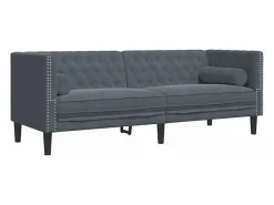 Sofá Chesterfield 3 plazas con cojines terciopelo oscuro < vidaxl Sale