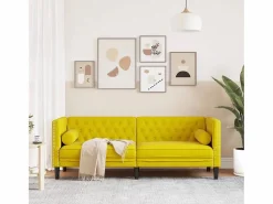 Sofá Chesterfield 3 plazas con cojines terciopelo < Clicnbuy Sale