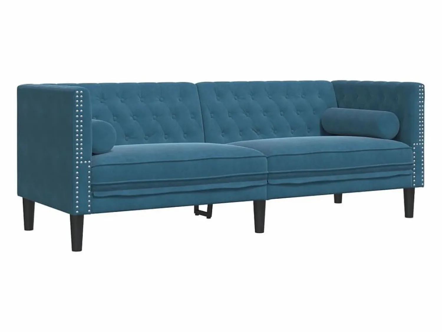 Clicnbuy Sofás Chesterfield * Sofá Chesterfield 3 plazas con cojines terciopelo Azul