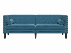 Clicnbuy Sofás Chesterfield * Sofá Chesterfield 3 plazas con cojines terciopelo Azul