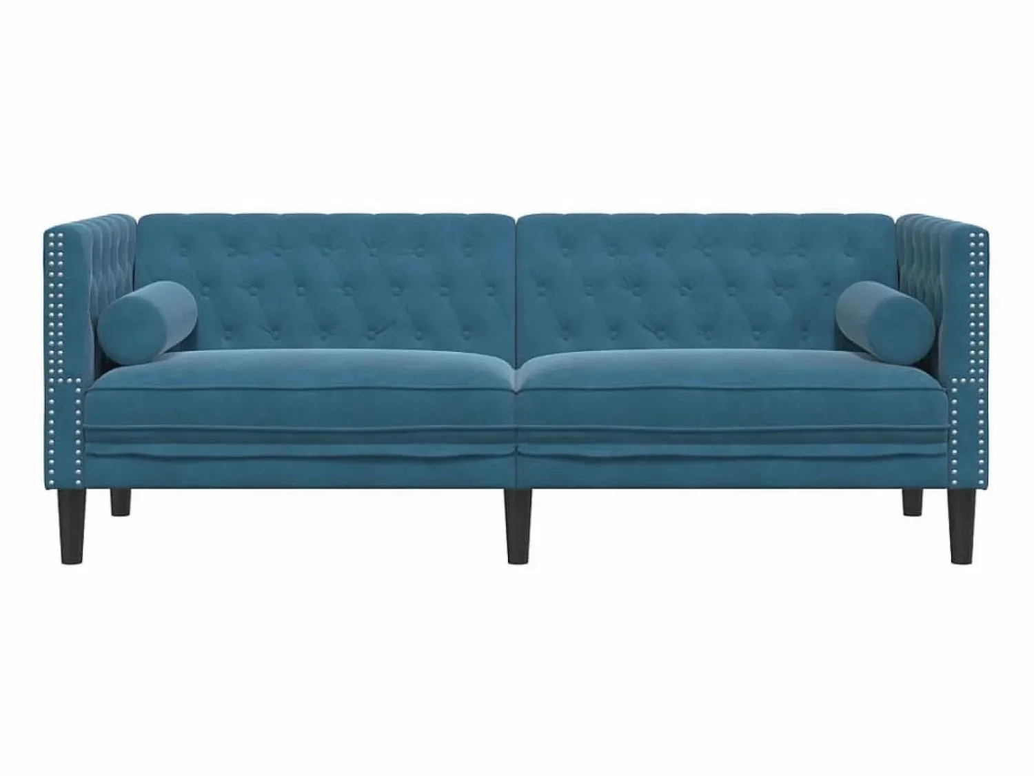 Clicnbuy Sofás Chesterfield * Sofá Chesterfield 3 plazas con cojines terciopelo Azul