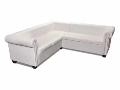 Sofá Chesterfield 5 plazas de cuero artificial < Clicnbuy Discount