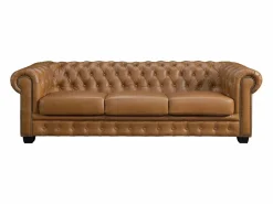 LINEA SOFA Todos Los Sofás|Sofá Vintage * Sofá chesterfield 4 plazas 100% piel de búfalo Caramel vintage BRENTON Camel