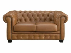 LINEA SOFA Sofá Vintage|Sofás Chesterfield | Sofá chesterfield 2 plazas 100% piel de búfalo Caramel vintage BRENTON