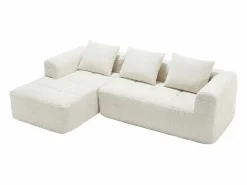 Sofá cónvertible de esquina en tejido Chenille - 3 plazas - con 3 cojines - - 250x158x60cm < DripeX