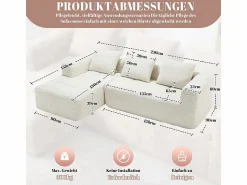 Sofá cónvertible de esquina en tejido Chenille - 3 plazas - con 3 cojines - - 250x158x60cm < DripeX