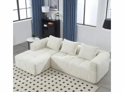 Sofá cónvertible de esquina en tejido Chenille - 3 plazas - con 3 cojines - - 250x158x60cm < DripeX