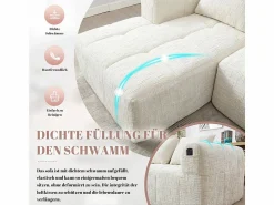 Sofá cónvertible de esquina en tejido Chenille - 3 plazas - con 3 cojines - - 250x158x60cm < DripeX