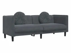 Sofá con cojines 3 plazas terciopelo oscuro < vidaxl Outlet