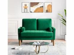 Sofá con 2 escandinavos 2 asientos, mini sofá de brazo enrollado en terciopelo de loveseat, sillón de sala de estar con reposabrazos, 121x77x87cm - < DripeX Discount