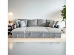 Sofá convertible panorámico 4 plazas en tejido con box MAHÉ - < Concept-Usine Sale