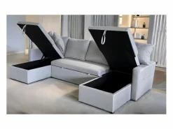 Sofá convertible panorámico 4 plazas en tejido con box MAHÉ - < Concept-Usine Sale