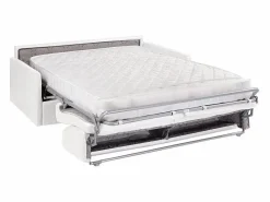 Sofá convertible polipiel asiento viscoelástico 160 cm lamas anchas 18 cm CALIFE < Vente-unique Sale