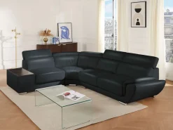 LINEA SOFA Todos Los Sofás|Sofá De Piel * Sofá Cuero vacuno color ángulo izquierdo NAHIA Negro