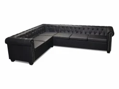 Sofá de esquina Chesterfield 6 plazas cuero artificial < vidaxl Hot