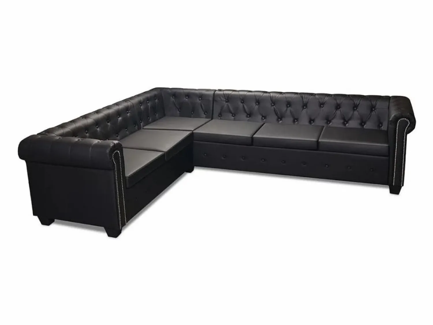Sofá de esquina Chesterfield 6 plazas cuero artificial < vidaxl Hot