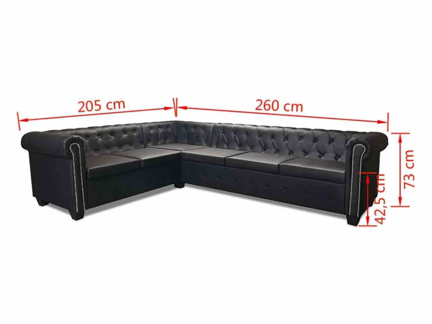 Sofá de esquina Chesterfield 6 plazas cuero artificial < vidaxl Hot