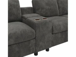 Sofá de esquina moderno en forma de U - con USB y Type-C - con 2 reposapiés con almacenamiento - con 2 portavasos - pana acanalada - < ModernLuxe Online