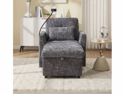 Sofá de 1 plaza con 2 bolsillos laterales - Sofá de salón con soporte para teléfono y espacio de almacenamiento oculto - Chenilla < Online