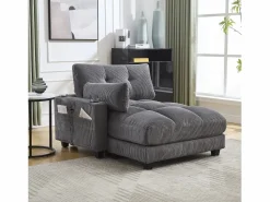 Sofá de 1 plaza con reposabrazos - Sofá relax con 2 portavasos y bolsillos laterales - pana < Discount