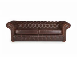 Sofá de 3 plazas chesterfield de piel envejecida CLOTAIRE < Vente-unique Clearance