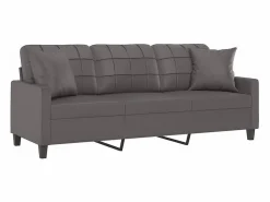 Clicnbuy Sofás De Piel Sintética * Sofá de 3 plazas con cojines cuero sintético 180 cm Gris