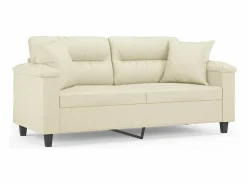 Sofá de 2 plazas con cojines cuero sintético color 140 cm < Clicnbuy